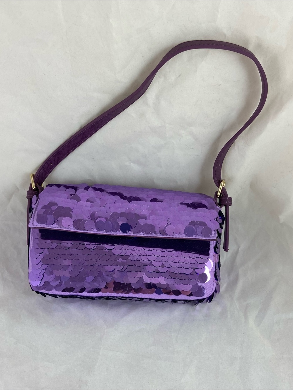 NWOT AQUA Purple Sequin Shoulder Bag 100% Bloomingdale’s Exclusive Non Leather